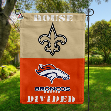 Saints vs Broncos House Divided Flag, NFL House Divided Flag
