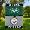 New York Jets vs Pittsburgh Steelers House Divided Flag, NFL House Divided Flag