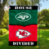 New York Jets vs Kansas City Chiefs House Divided Flag, NFL House Divided Flag