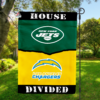 New York Jets vs Los Angeles Chargers House Divided Flag, NFL House Divided Flag