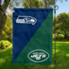 Seattle Seahawks vs New York Jets House Divided Flag, NFL House Divided Flag