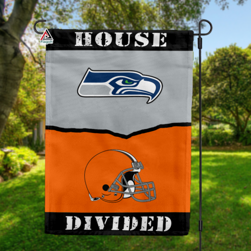 Seahawks vs Browns House Divided Flag, NFL House Divided Flag
