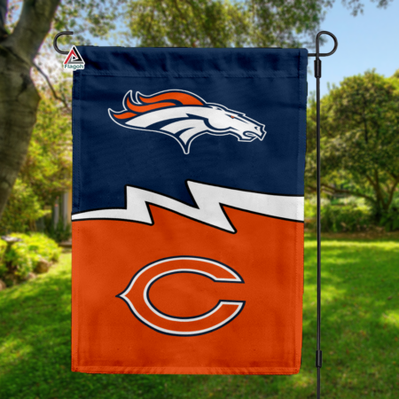 Broncos vs Bears House Divided Flag, NFL House Divided Flag