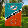 Miami Dolphins vs Chicago Bears House Divided Flag, NFL House Divided Flag