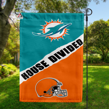 Dolphins vs Browns House Divided Flag, NFL House Divided Flag