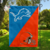 Detroit Lions vs Cleveland Browns House Divided Flag, NFL House Divided Flag