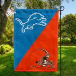 Lions vs Browns House Divided Flag, NFL House Divided Flag