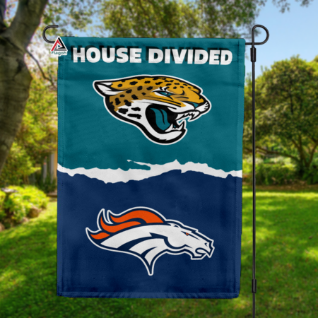 Jaguars vs Broncos House Divided Flag, NFL House Divided Flag