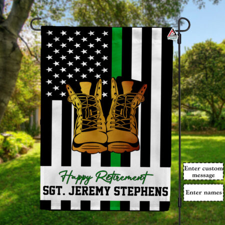 Custom Retirement Soldier Flag, Personalised American Thin Green Line Flag, Support Troops USA Flag