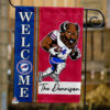 Buffalo Bills Football Flag, Billy Buffalo Mascot Personalized Football Fan Welcome Flags, Custom Family Name NFL Decor