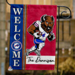 Buffalo Bills Football Flag, Billy Buffalo Mascot Personalized Football Fan Welcome Flags, Custom Family Name NFL Decor