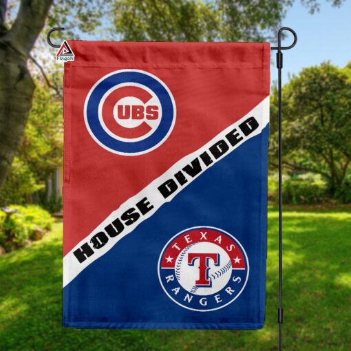 Cubs vs Rangers House Divided Flag, MLB House Divided Flag