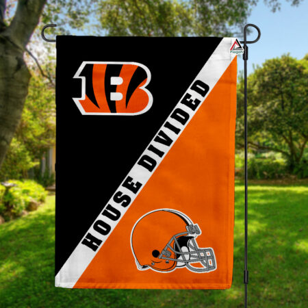 Bengals vs Browns House Divided Flag, NFL House Divided Flag