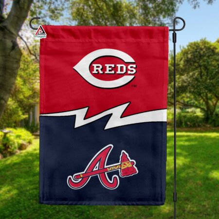 Reds vs Braves House Divided Flag, MLB House Divided Flag