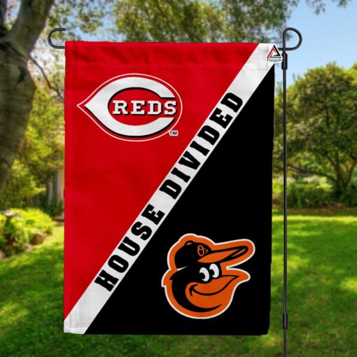 Reds vs Orioles House Divided Flag, MLB House Divided Flag