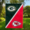 Green Bay Packers vs Kansas City Chiefs House Divided Flag, NFL House Divided Flag