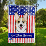 USA God Bless America Corgi Garden Flag, Patriotic Corgi Dog Breed Flag, American Flag for Corgi Lover