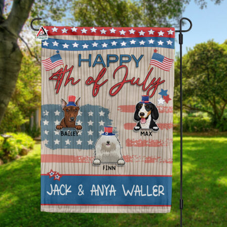 Happy 4th Of July Flags, Personalized Dog Decorative Garden Flag, Custom Patriotic Flag For Pet Lovers