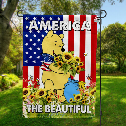 America The Beautiful Flag, 4th Of July Flag, Happy Independence Day Flag, Winnie The Pooh Flag