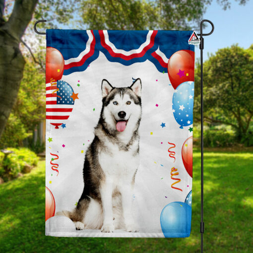 Husky Dog America 4th July Flag, Husky USA Patriotic Independence Day Flag, The Fourth of July Flag