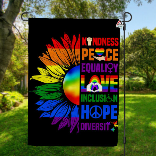 Sunflower Pride Flag, Kindness Peace Equality Garden Flag, Hippie Lawn Decor
