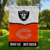 Las Vegas Raiders vs Chicago Bears House Divided Flag, NFL House Divided Flag