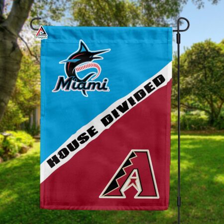 Marlins vs Diamondbacks House Divided Flag, MLB House Divided Flag