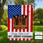 Custom Retirement Flag, Personalised American Military Army Gifts, Veteran Retirement Keepsake