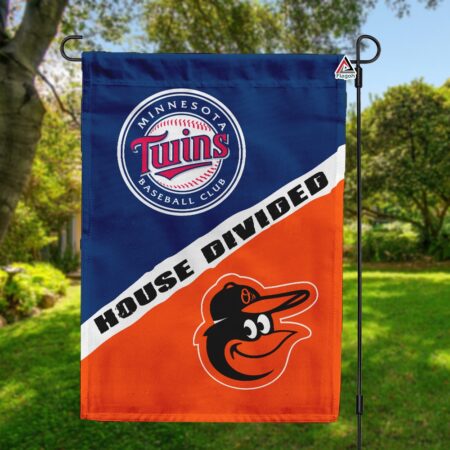 Twins vs Orioles House Divided Flag, MLB House Divided Flag