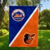 Mets vs Orioles House Divided Flag, MLB House Divided Flag