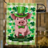 Shamrock Wreath Pig Flag, Happy Saint Patrick's Day Flag, Irish Pig Farmhouse Flag