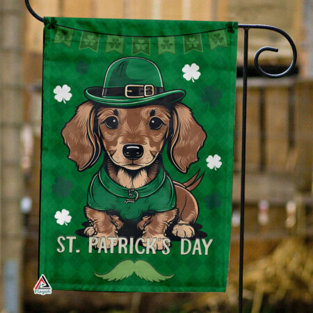 Dachshunds Dog St Patricks Day House Flag, Shamrock Saint Patricks Flag for Garden and Home Decorations