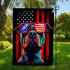 American US Flag with Pitbull Dog Flag, Patriotic Dog House Flag, 4th of July Decor Banner