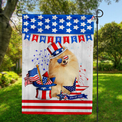 Pomeranian Dog American 4th Of July Flag, Pomeranian Dog Independence Day Flag