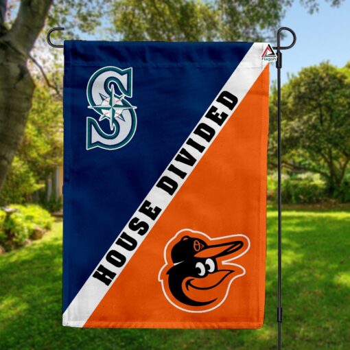 Mariners vs Orioles House Divided Flag, MLB House Divided Flag