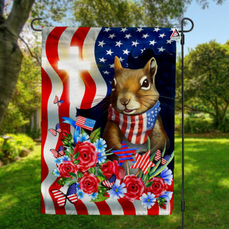 Squirrel America 4th July Flag, Squirrel Patriotic Happy Independence Day Flag