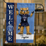 Tennessee Titans Football Flag, T-Rac Mascot Personalized Football Fan Welcome Flags, Custom Family Name NFL Decor