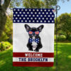 Welcome Personalized French Bulldog Lovers Garden Flag, Custom Family Name Americana Flag