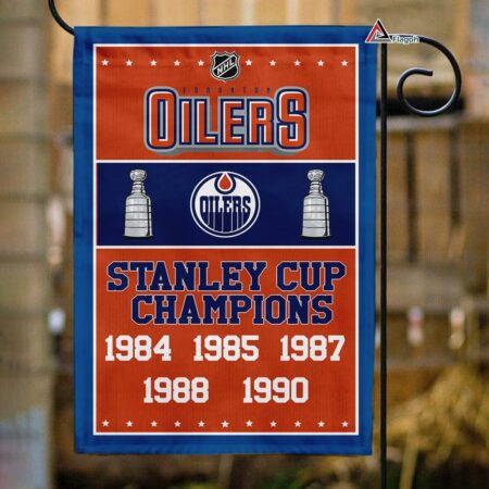 Edmonton Oilers Stanley Cup Champions Flag, Oilers Stanley Cup Flag, NHL Premium Flag