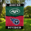 New York Jets vs Tennessee Titans House Divided Flag, NFL House Divided Flag