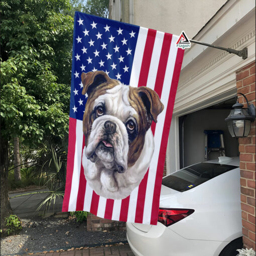 American Bulldog 4th of July Garden Flag, Bulldog Dog Independence Day Flag