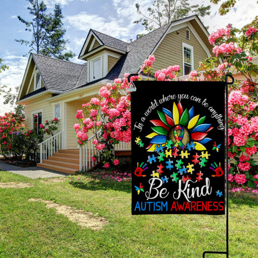 Autism Flower Be Kind Flag, Autism Awareness Month Flag, In April We Wear Blue Flag