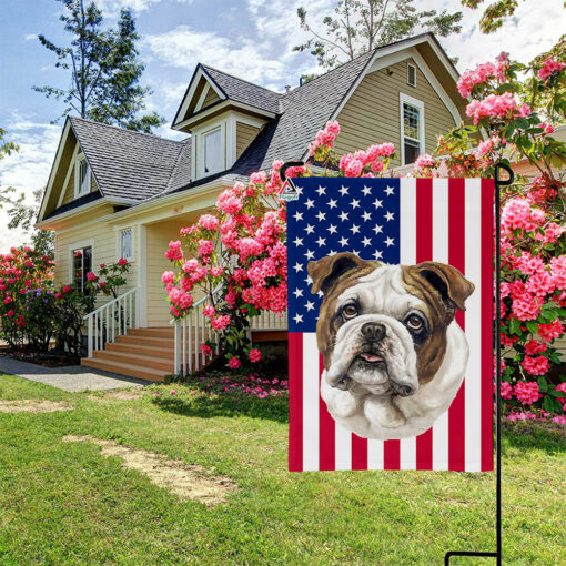 American Bulldog 4th of July Garden Flag, Bulldog Dog Independence Day Flag