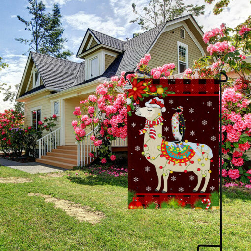 Merry Christmas Alpaca And Penguin Flag, Xmas Holiday Welcome Garden Flag