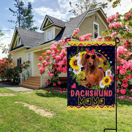 Floral Dachshund Mama Flag, Funny Weenie Mom Yard Flag, Doxie Lovers Gift