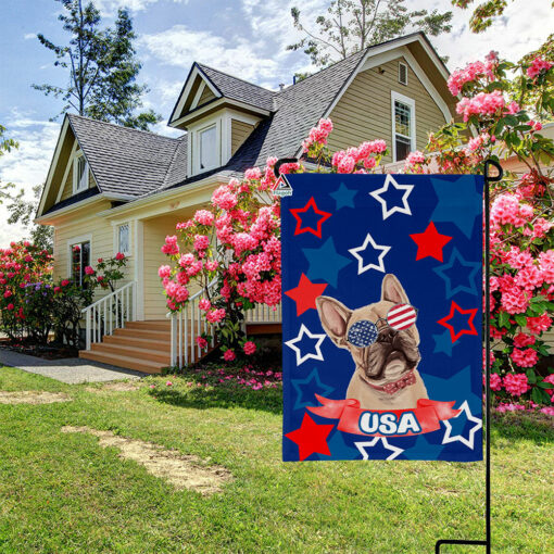 French Bulldog with Sunglasses Flag, French Bulldog 4th of July Garden Flag, Dog Lovers Independence Day Flag