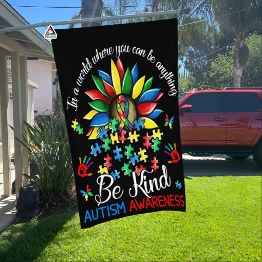 Autism Flower Be Kind Flag, Autism Awareness Month Flag, In April We Wear Blue Flag