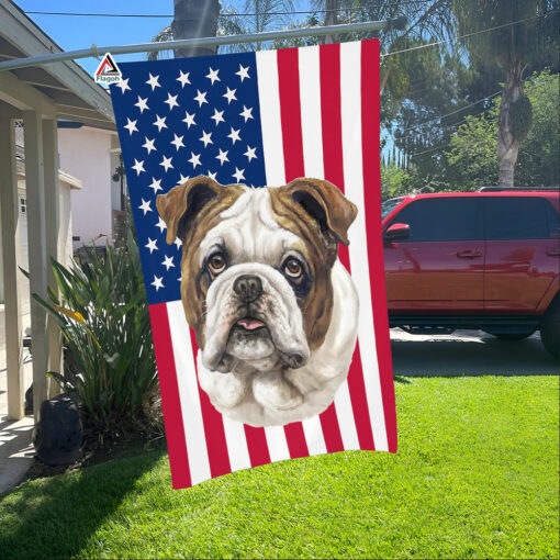 American Bulldog 4th of July Garden Flag, Bulldog Dog Independence Day Flag