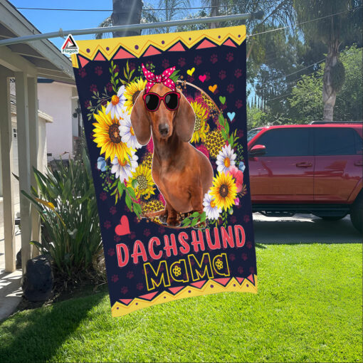 Floral Dachshund Mama Flag, Funny Weenie Mom Yard Flag, Doxie Lovers Gift