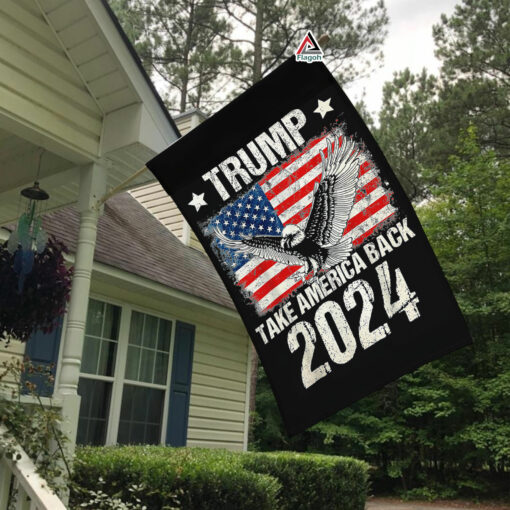 Trump 2024 Take America Back Flag, Donald Trump Eagle and US Flag